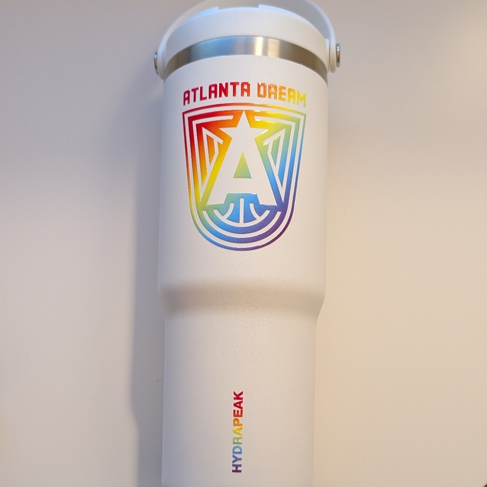 White Tumbler with Rainbow Design